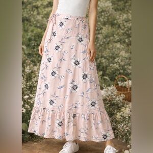 Étoffe Studios Floral Wrap Maxi Skirt | Size M | Pink | Flowy